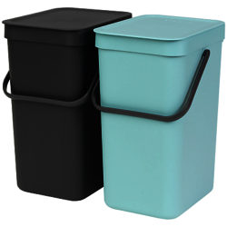 Brabantia Sort & Go Built-In Bin, Grey / Mint, 2 x 12L